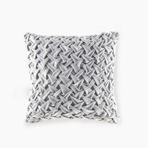 FONTOI 20"*20" Ruched Decor Bed Pillow,Decorative Square Pillows for Bed Couch Sofa, Silver, 20"*5"*20" - 1 of 4