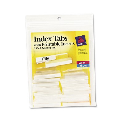 1 1/2 Clear 072782162306 Avery® Insertable Index Tabs with Printable Inserts 