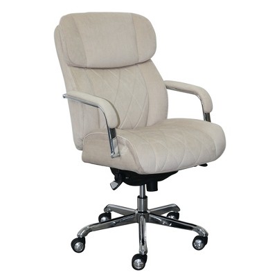 Sutherland Quilted Fabric Office Chair with Padded Arms Cream - La-Z-Boy