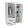 SEVOBAL Armoires Adjustable Armoire Double Door Cabinet with Three Drawers and Two Shelves for Bedroom Storage, White, 18.5"*46.9"*68" - 2 of 4
