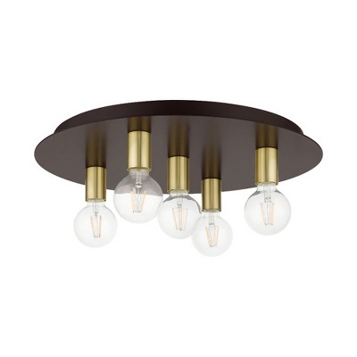 Bronze 5-Light Indoor/Outdoor Flush Mount Ceiling Fixture