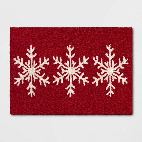 Non-Slip and Washable Winter Doormat Rubber Back Snowflakes Door
