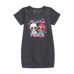 - Lol Surprise! - Fa La La La Fierce Graphic Short Sleeve Fleece Dress - 1 of 3
