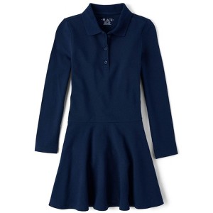 The Children's Place Girls Uniform Long Sleeve Pique Knit Polo Dress - 1 of 3