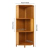 YIYIBYUS Bamboo 3-Shelf Industrial Corner Bookcase Storage Display Stand, Brown - 4 of 4