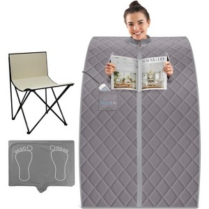 SereneLife Portable Infrared Sauna—One-Person Home Spa for Detox, Stress & Fatigue Reduction with Foot Pad Heating Mat (SLISAU10GRY) - 1 of 4