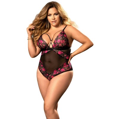 Women's Alluring Floral Teddy - Plus - Mapale