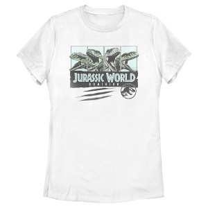 Women's Jurassic World: Dominion Velociraptor Vintage Panel Scratch T-Shirt - 1 of 4