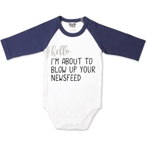 Pavilion Gift Company - Newsfeed - 12-24 Months 3/4 Length Navy Sleeve Onesie - Leotards and Bodysuits - 1 of 4