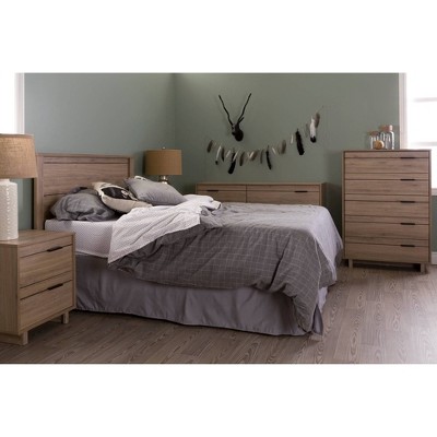 Rustic Oak Vertical 5-Drawer Chest with Black Handles