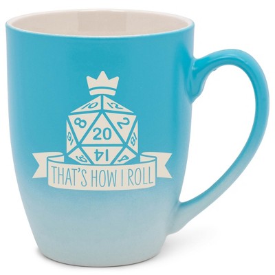 100 North Dice 10 Ounce Blue and White Two Toned Ombre, Comfortably Fits Your Hands, Ceramic Tea Coffee Cup Mug, That's How I Roll