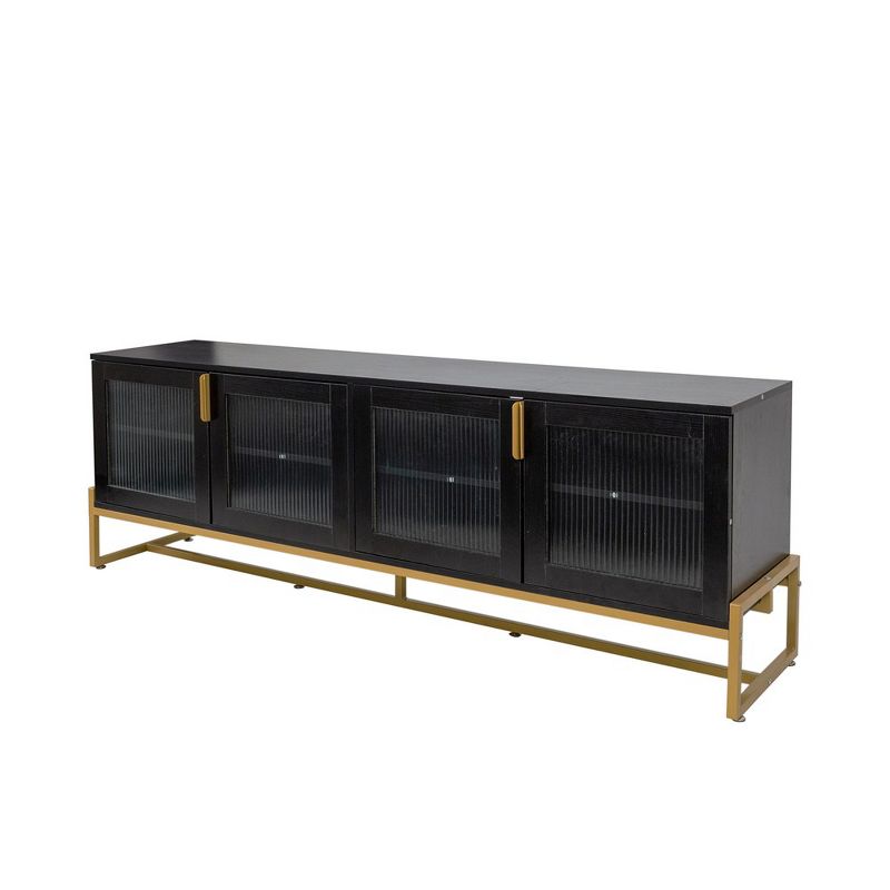 70.87" TV Stand Entertainment Center With 4 Doors, Media Console Table With Metal Frame Legs & Shelf, For Living Room, 2 of 8