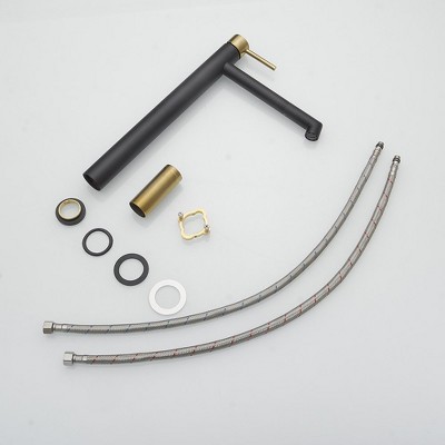 Matte Black and Gold Stainless Steel Single Handle Bathroom Faucet