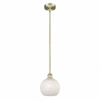 White Mouchette - 1 Light Stem Hung Mini Pendant In Modern Style-10 Inches Tall and 8 Inches Wide