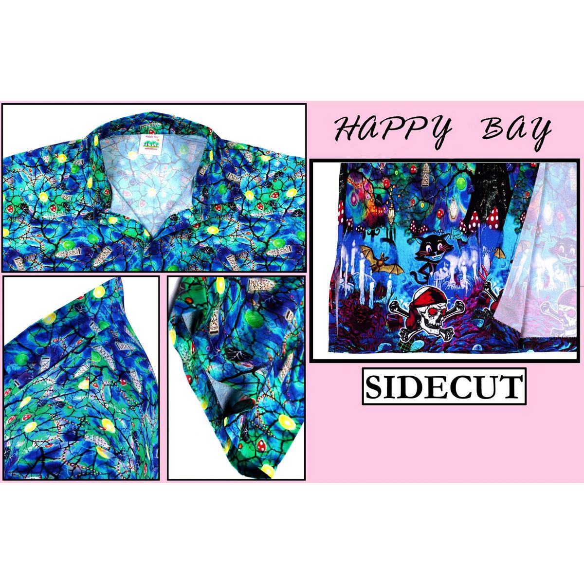 HAPPY BAY Women's Hawaiian Blouse Dresses Button Down Tops Dress Shirt Short Sleeve Halloween Costumes Vintage Shirts for Women XX-Large Blue, Ghost - thumbnail 5