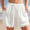 Women's Alluring White Scalloped Hem Beach Cover Up Short- Cupshe - 4 of 4