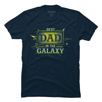 Men's Design By Humans Best Dad In Galaxy Badge By AmusingDesignCo T-Shirt