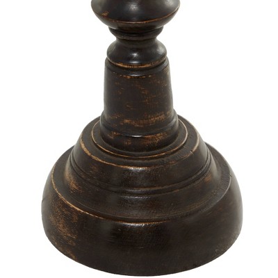 Elegant Espresso Wood Candle Holder Trio, 18" 15" 12"H
