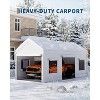 10x20ft Heavy Duty Carport w/ Galvanized Steel Frame, PE Canopy & Roll-Up Windows, All-Weather Shelter - 4 of 4