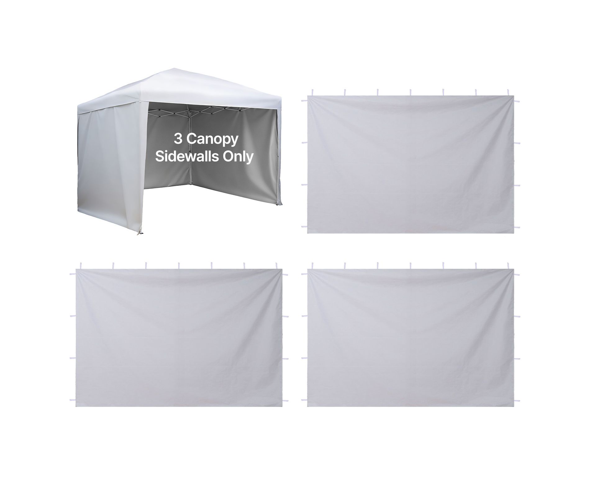 VEVOR Canopy Sidewalls, Fit for 10 x 10 ft Pop Up Canopy Tent, Tent Side Walls with Waterproof and Sunlight Protection Layer (3 Sidewalls Only )White