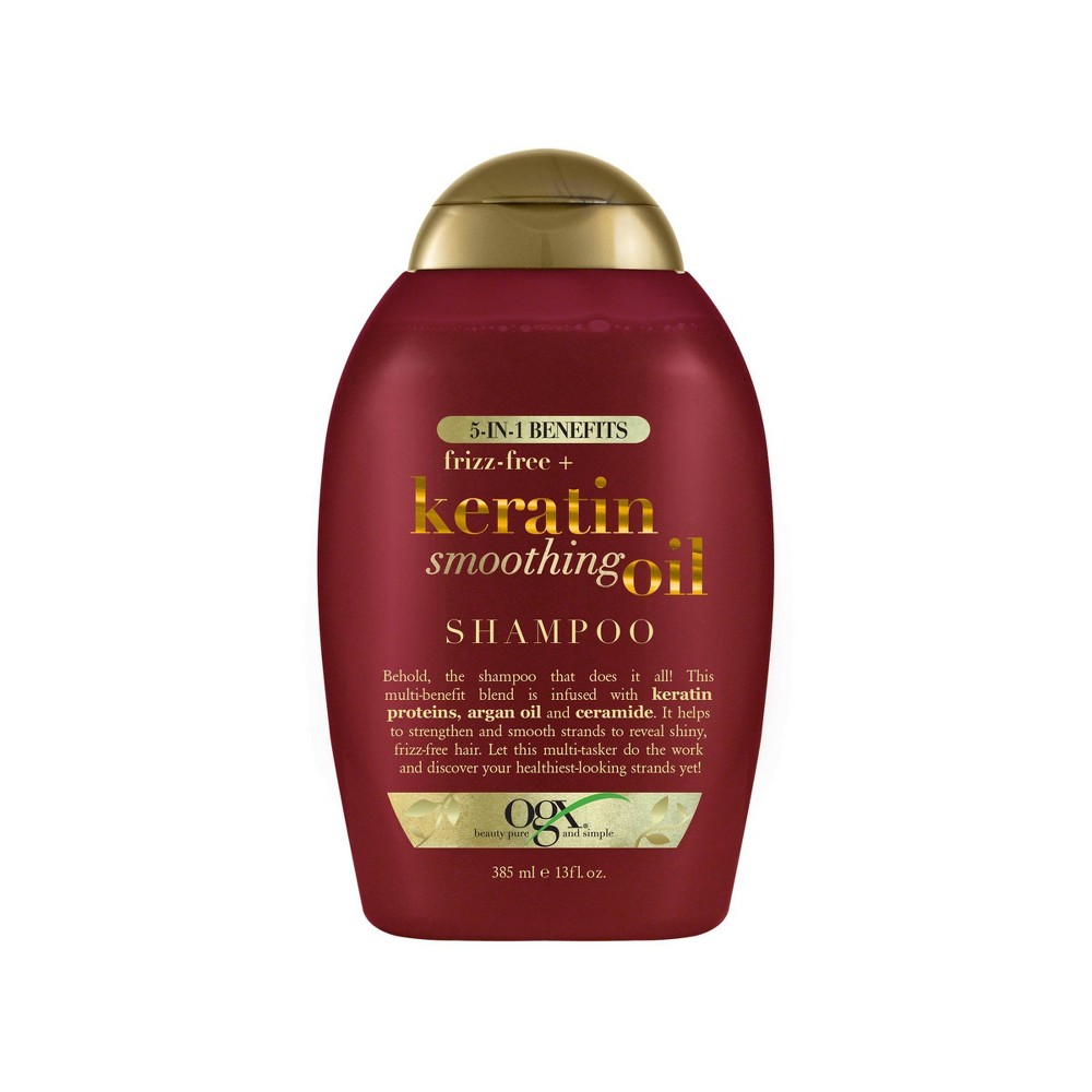 Photos - Hair Product OGX Frizz-Free + Keratin Smoothing Oil Shampoo, 5 in 1, for Frizzy Hair, S 