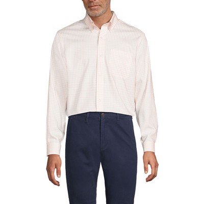 Lands' End School Uniform Men's Tailored Fit No Iron Solid Supima Cotton Pinpoint Buttondown Collar Dress Shirt