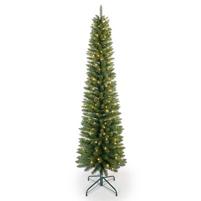 NAYSAYE Christmas Tree Stand 7FT Green Pencil Tree with 469 Tips Slim Shape Base for Christmas Decorations, Green, 25"*84"*10.34"