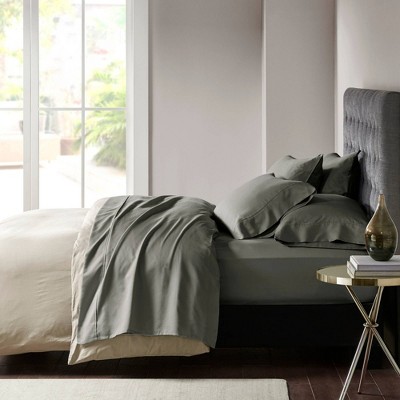California King Charcoal Cotton Blend Sateen Sheet Set