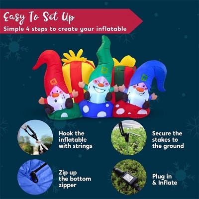 Festive 6 FT Inflatable Christmas Gnomes with LED Lights