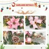 COZONY 6ft Prelit Christmas Garland with Timer, 20 LED Lights with Ball Ornaments & Bows, Pink Xmas Garland for Fireplace Stairs Railing - 3 of 4