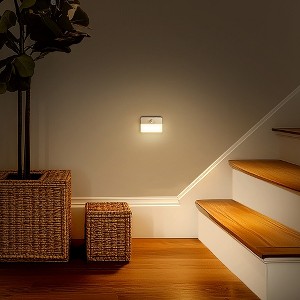 DORESshop 1-Light LED Motion Sensor Night Light, Rechargeable LED Night Light, 35LM Soft White for Stairs, Hallway[2 Pack] - 1 of 4