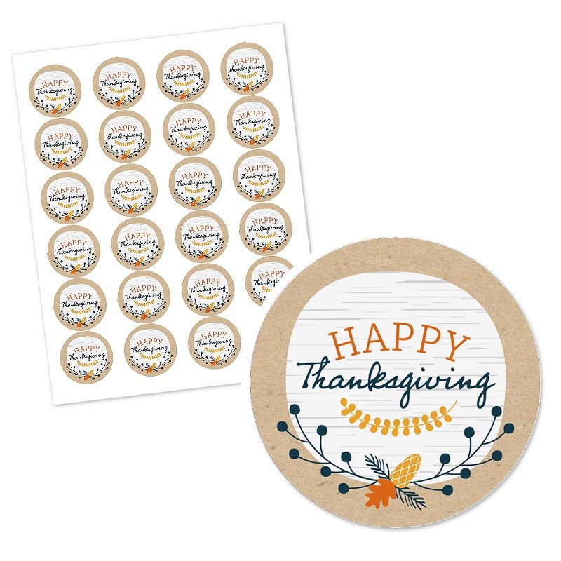 Big Dot of Happiness Happy Thanksgiving - Fall Harvest Party Circle Sticker Labels - 24 Count, 2 of 5
