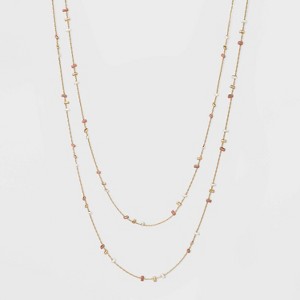 Enameled Crimp Station Necklace - Universal Thread Blush Pink, Women