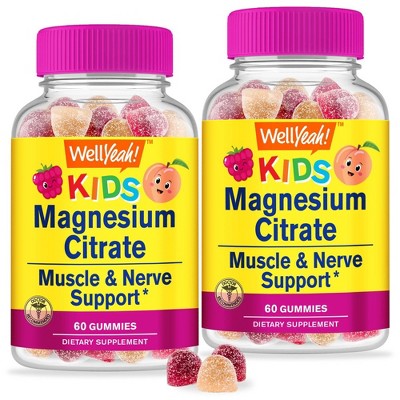 WellYeah Magnesium Citrate Gummies for Kids (2 Pack) - Natural Flavors - 60 Gummies