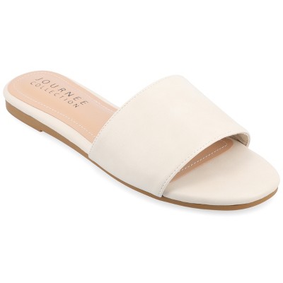 Journee Collection Womens Medium and Wide Width Kolinna Slip On Slide Flat Sandals