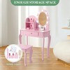 Kids Princess Vanity Set, Make Up Vanity Table with Storage Drawer, White Makeup Dressing Desk for Girls - 2 of 4