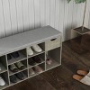 Shoe Racks Bench with Drawer and Cushion, Weathered Gray Shoe Racks Entryway Organizer with Cubbies and Seating-The Pop Home - 3 of 4