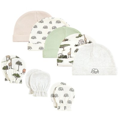 Image of Hudson Baby Cotton Cap and Scratch Mitten Set, Going On Safari, 0-6 Months