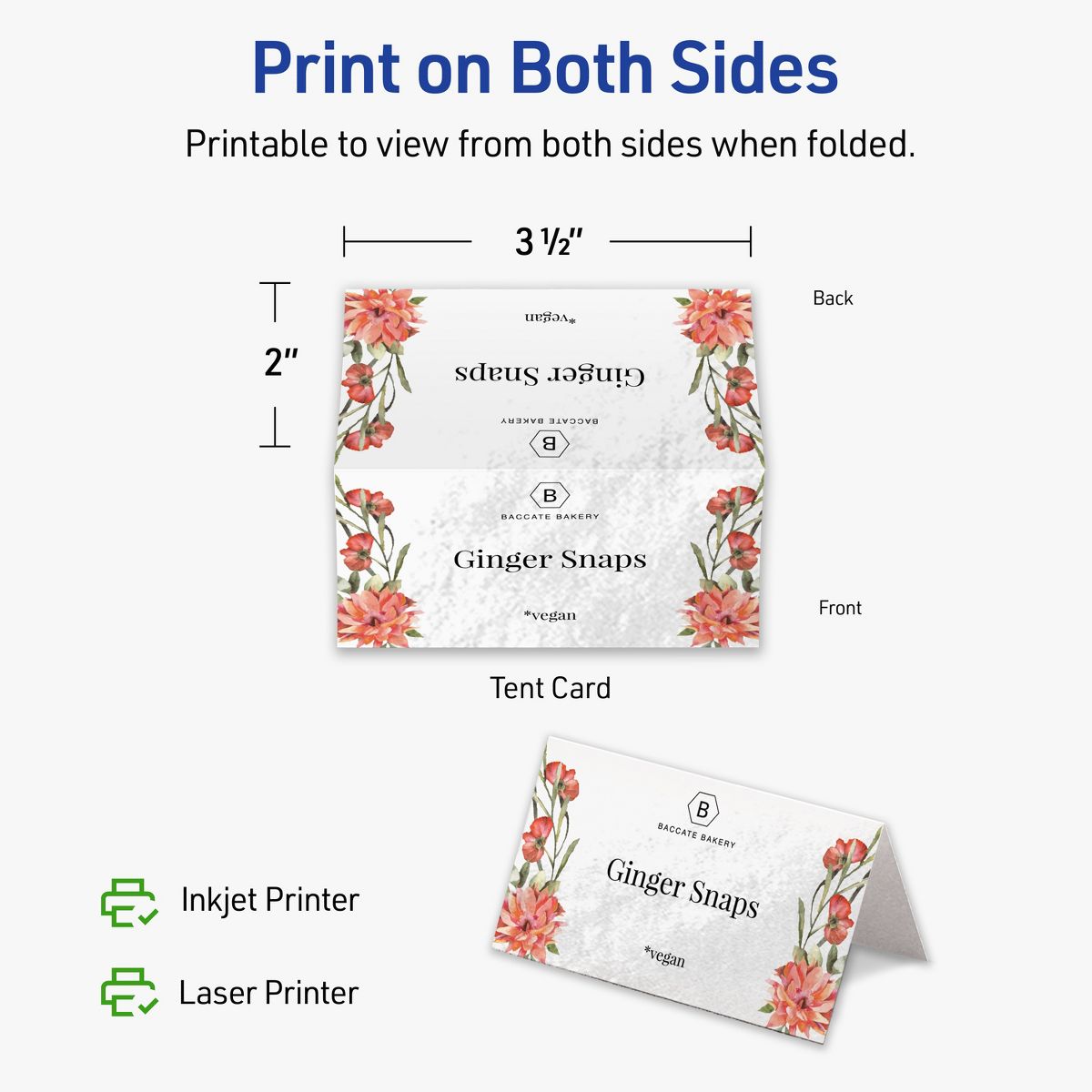 Avery Glossy White Tent Cards, 2" x 3-1/2" Rectangle - thumbnail 6