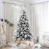 LuxenHome 5.9Ft Artificial Christmas Tree, Flocked Unlit Christmas Tree with Pinecones, Christmas Tree with X-Shape Metal Stand Green - 4 of 4