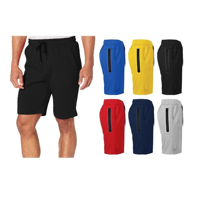 Galaxy By Harvic Men's Tech Fleece Performance Shorts With Heat Seal Zipper Pocket, 3 of 4