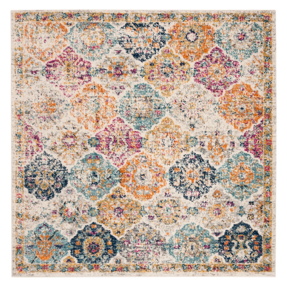 5'x5' Medallion Loomed Square Area Rug Cream - Safavieh