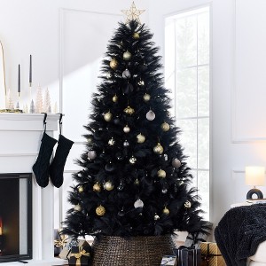 Best Choice Products Premium Artificial Black Pampas Christmas Tree Holiday Décor w/ Foldable Metal Base - 1 of 4