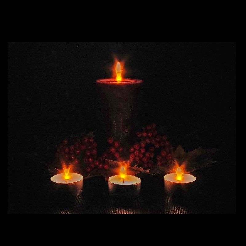 Northlight Red and Green LED Lighted Candles Christmas Canvas Wall Art 12" x 15.75", 2 of 4