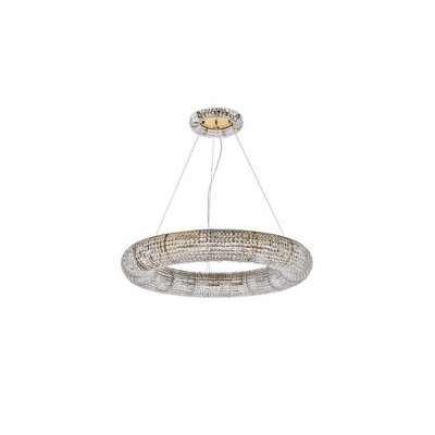 Gold and Clear Crystal Halo 18-Light Chandelier