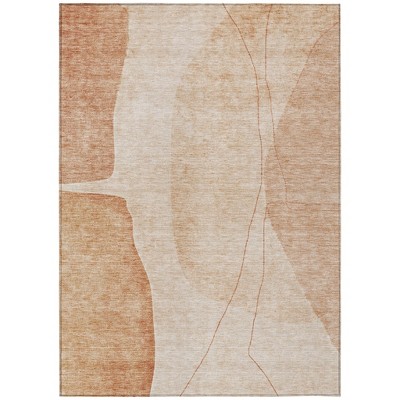 Terra Cotta Orange And Copper Abstract Washable Indoor Outdoor Area Rug