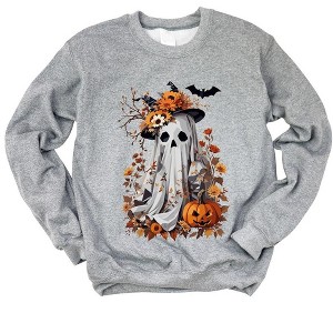 Simply Sage Market Women's Graphic Sweatshirt Floral Halloween Ghost - 1 of 4