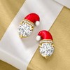 Ross-Simons 6.50 ct. t.w. White Topaz and Multicolored Enamel Santa Hat Earrings in 18kt Gold Over Sterling - 4 of 4
