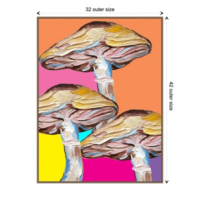 Colorful Mushrooms Abstract Canvas Wall Art with Bronze Frame, 32 x 42-in