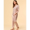 Allegra K Women's Satin Button Down Sleepshirt with Pants Sleepwear Pajama Set - 4 of 4